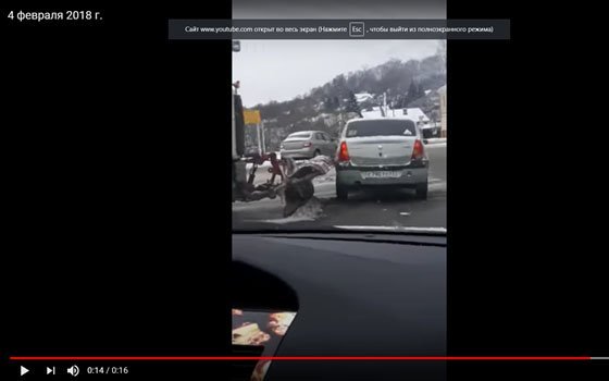 В сети опубликовали ролик с авто, влетевшим в снегоуборочную машину на смоленской дороге